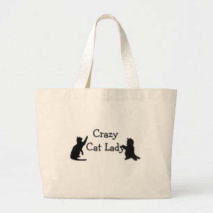 Crazy Cat Lady Fun Animal Art Jumbo Stoffbeutel