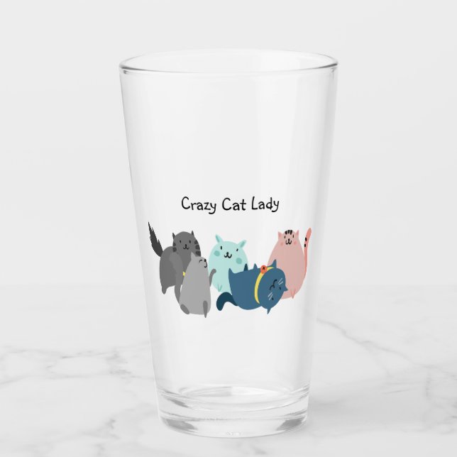 Crazy Cat Lady Fun Quote Niedlicher Tiere Glas (Vorderseite)