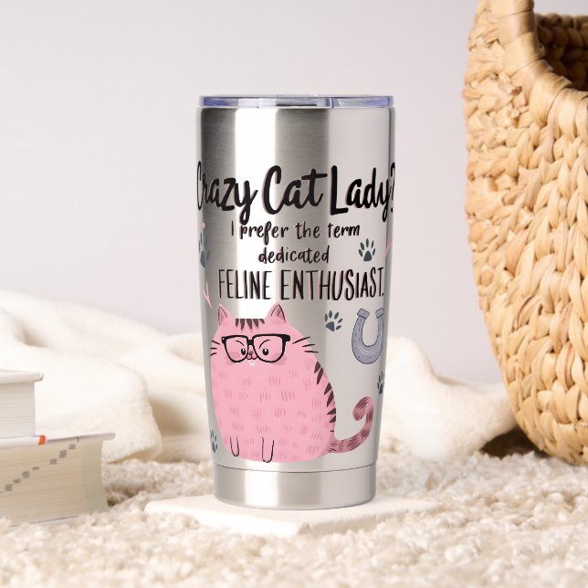 Crazy Cat Lady? Funny Cat Lover Gift  Thermobecher (Wohnzimmer (gedreht))