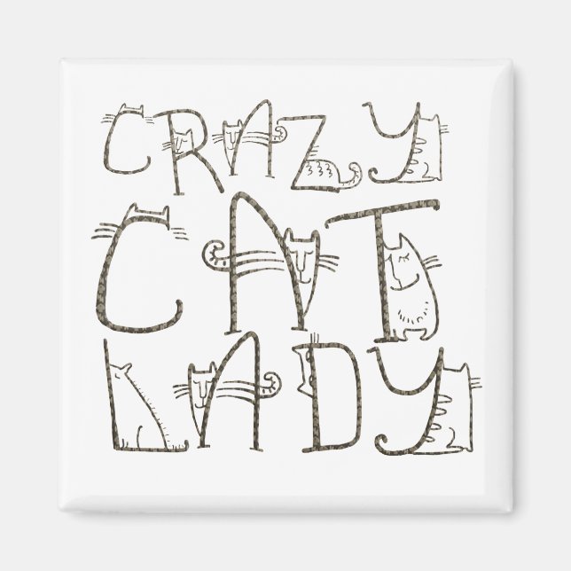 Crazy Cat Lady Funny Typografy Spaß Magnet (Vorne)