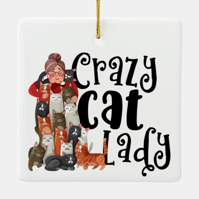 Crazy Cat Lady für diese Katze Lover in deinem Leb Keramikornament (Rückseite)