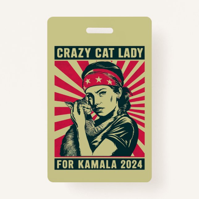 Crazy Cat Lady für Kamala 2024 Ausweis (Vorderseite)