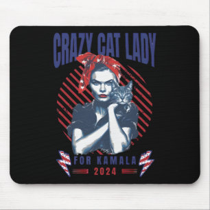 Crazy Cat Lady für Kamala 2024 Mousepad
