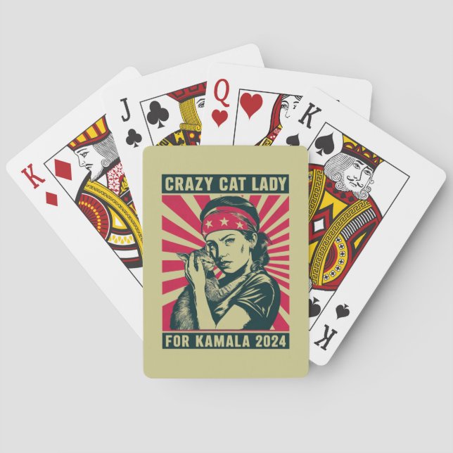 Crazy Cat Lady für Kamala 2024 Spielkarten (Rückseite)