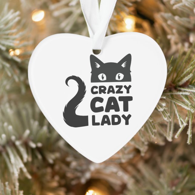 Crazy Cat Lady Heart Holiday Ornament (Baum)