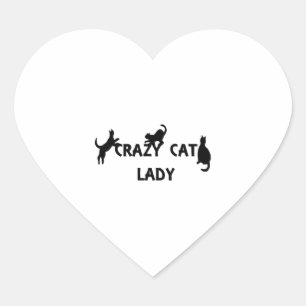 Crazy Cat Lady Herz-Aufkleber