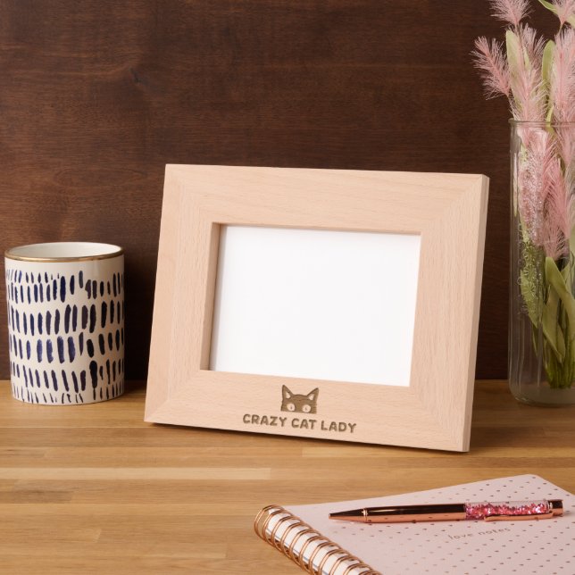Crazy Cat Lady Laser Etched Foto Frame Geätzte Rahmen (Linke Ecke)
