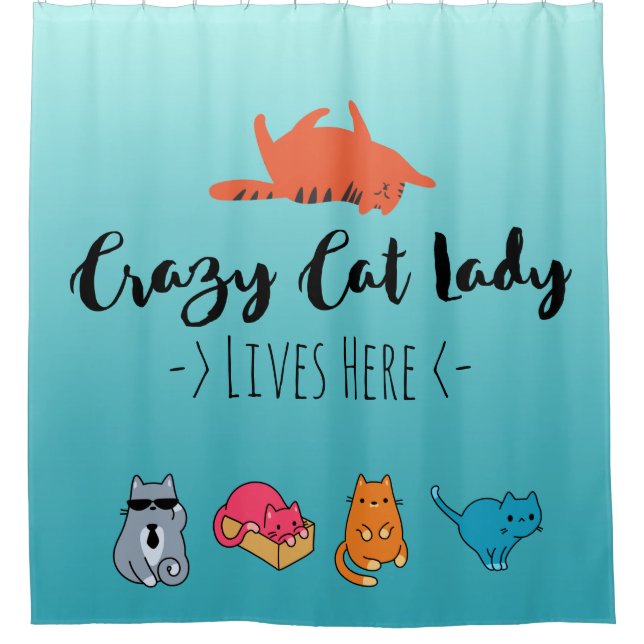 Crazy Cat Lady lebt hier Duschvorhang (Vorderseite)