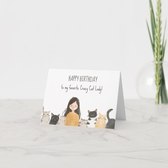 Crazy Cat Lady mit Niedlich Kittens Funny Birthday Karte (Vorderseite)