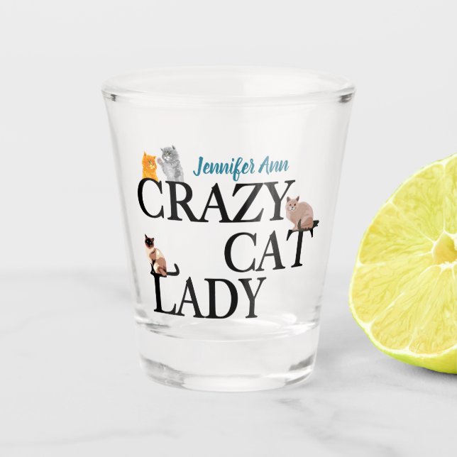Crazy Cat Lady Niedlich Custom Schnapsglas (Vorderseite)