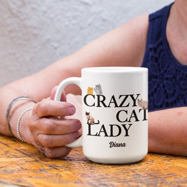 Crazy Cat Lady Niedlich Personalisiert Kaffeetasse (Von Creator hochgeladen)