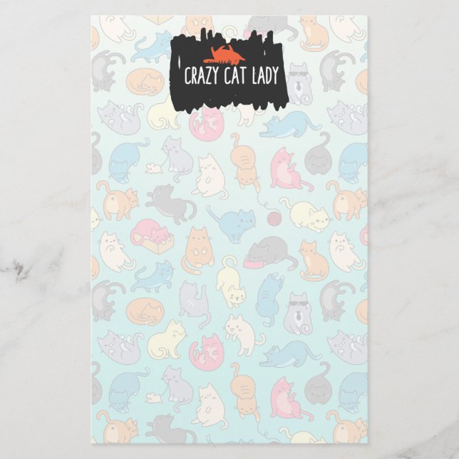 Crazy Cat Lady Niedlich und spielerisch Cat Patter Briefpapier (Vorderseite)