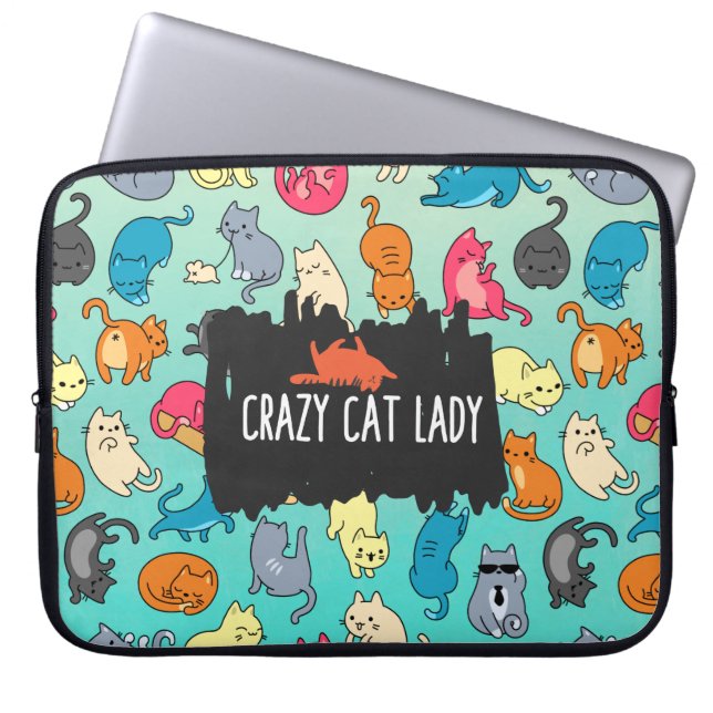 Crazy Cat Lady Niedlich und spielerisch Cat Patter Laptopschutzhülle (Vorderseite)