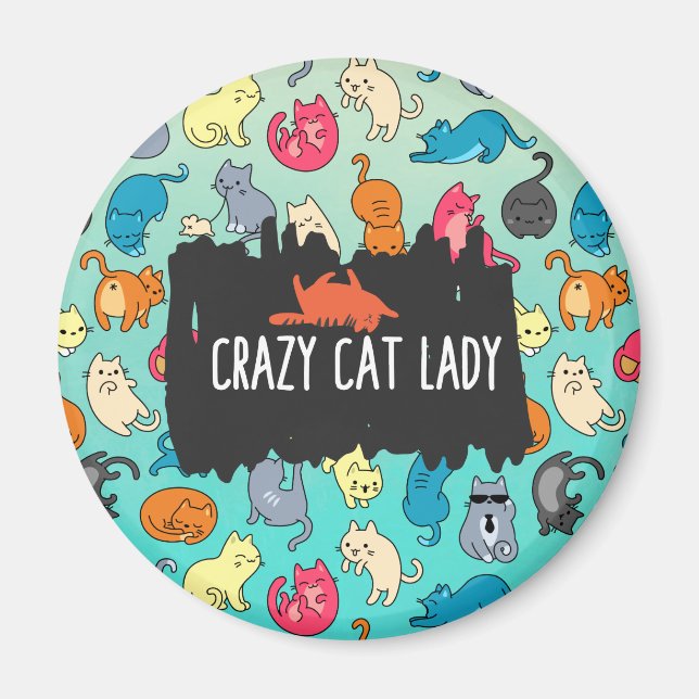 Crazy Cat Lady Niedlich und spielerisch Cat Patter Magnet (Vorne)
