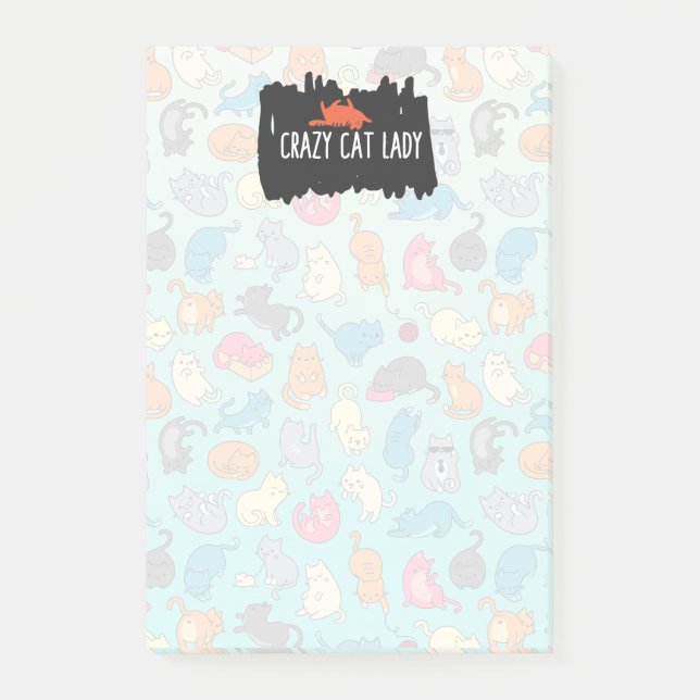 Crazy Cat Lady Niedlich und spielerisch Cat Patter Post-it Klebezettel (Vorderseite)