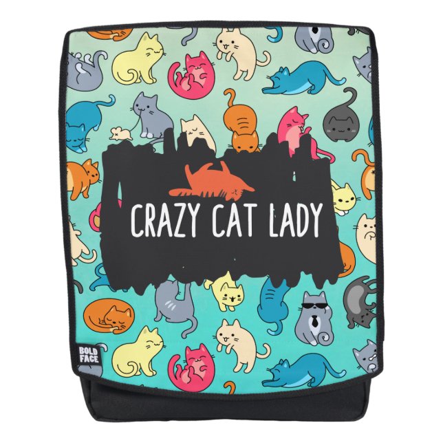 Crazy Cat Lady Niedlich und spielerisch Cat Patter Rucksack (Vorderseite)