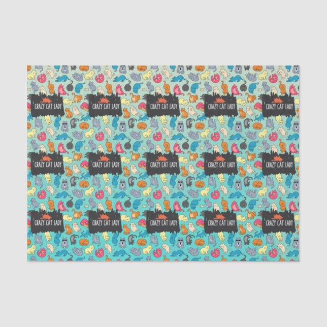 Crazy Cat Lady Niedlich und spielerisch Cat Patter Seidenpapier (Vorderseite)
