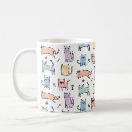 Crazy Cat Lady Pastel Multicolor Cartoon Cat Tasse