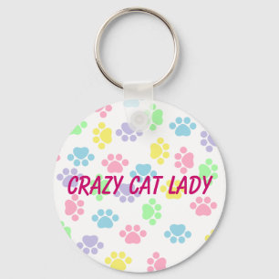Crazy Cat Lady - Paw Prints - Schlüsselkette Schlüsselanhänger
