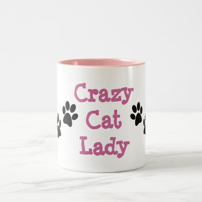 Crazy Cat Lady Pawprints Design Café Mug (Centre)