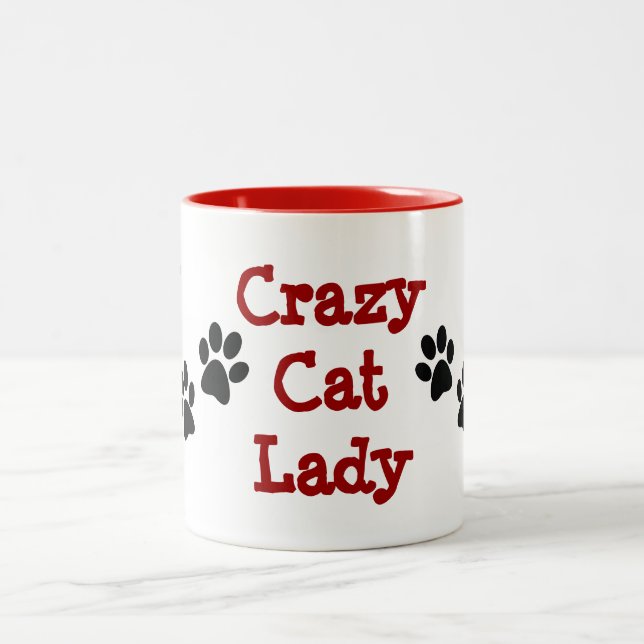 Crazy Cat Lady Pawprints Design Café Mug (Centre)