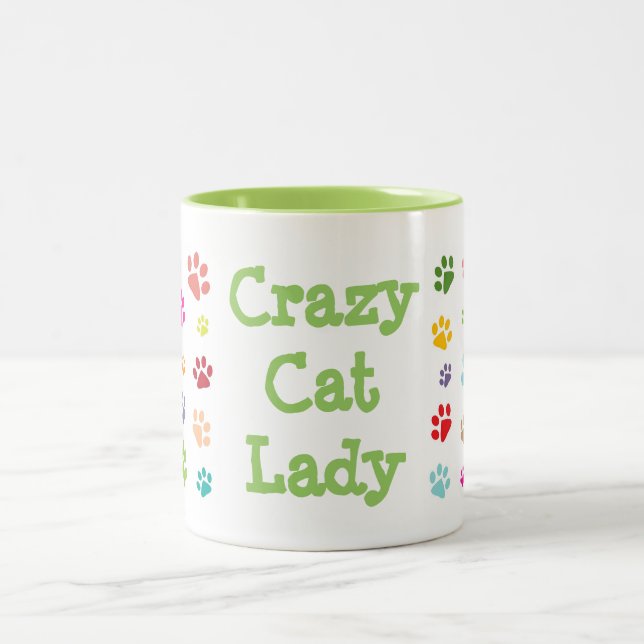 Crazy Cat Lady Pawprints Design Coffee Tasse (Mittel)