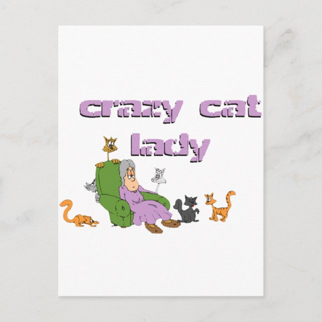 Crazy Cat Lady Postkarte (Vorderseite)
