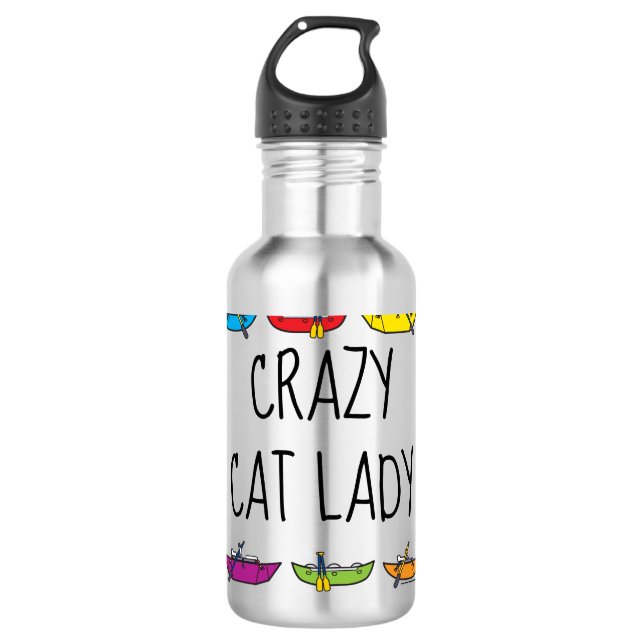 Crazy Cat Lady Rafting Edelstahlflasche (Vorderseite)