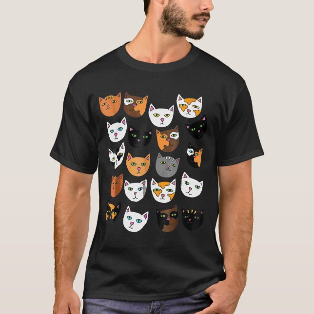 Crazy Cat Lady Shirt Cute Cat Pattern Caturday Tee (Vorderseite)