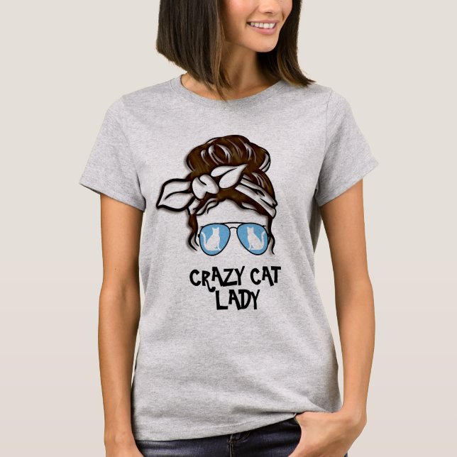 Crazy Cat Lady T-Shirt, Niedliche, stilvolle Cat M T-Shirt (Vorderseite)