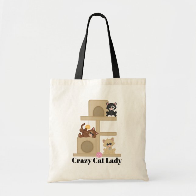 Crazy Cat Lady Tasche mit Name (Vorne)