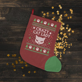 Crazy Cat Lady Ugly Christmas Sweater Großer Weihnachtsstrumpf