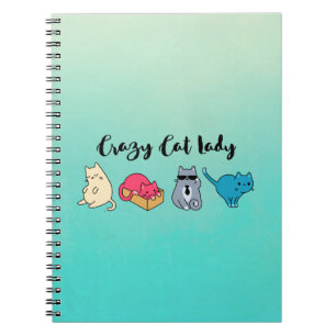 Crazy Cat Lady und 4 Niedliche Katzen Notizblock