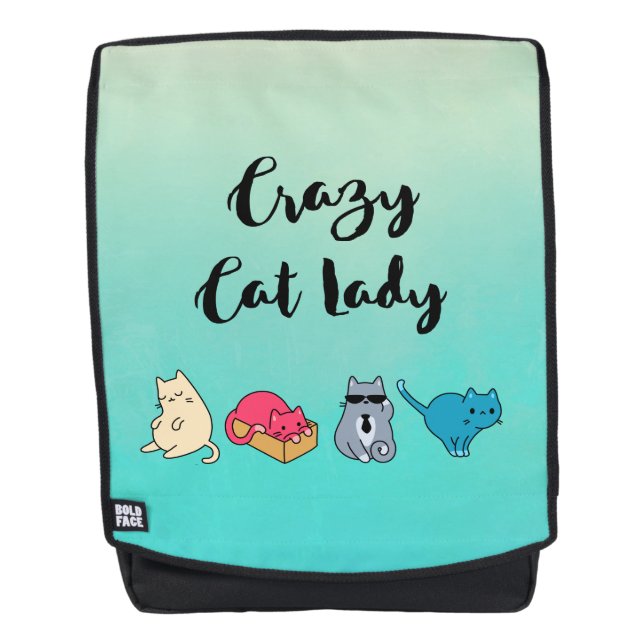 Crazy Cat Lady und 4 Niedliche Katzen Rucksack (Vorderseite)