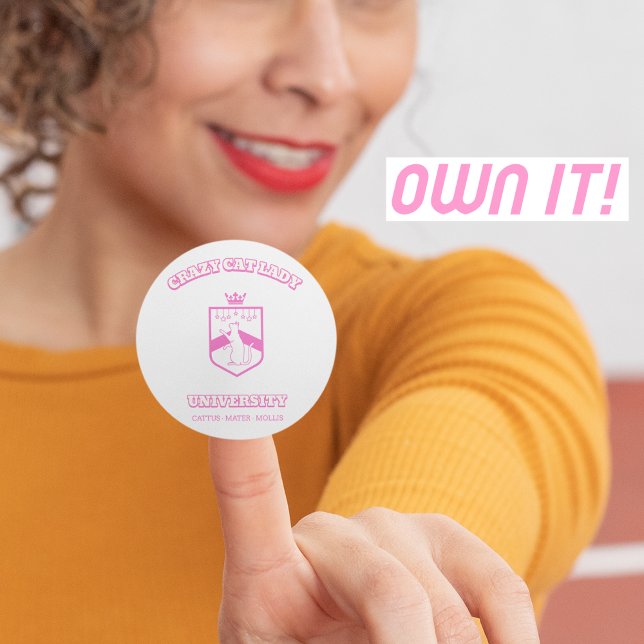 Crazy Cat Lady University Cat Lady Cat Lover Runder Aufkleber (Von Creator hochgeladen)
