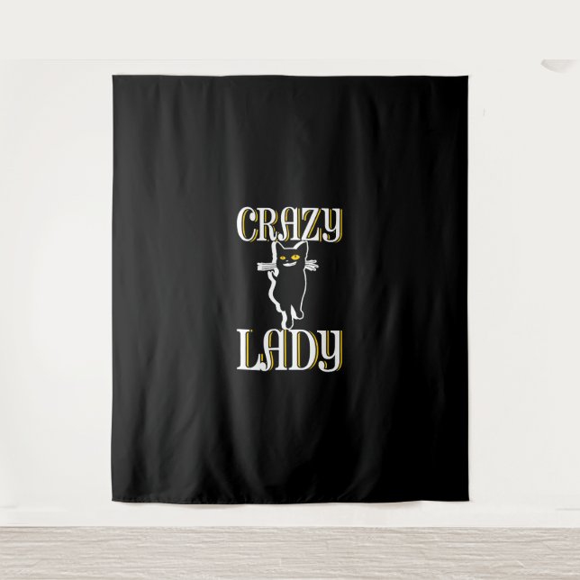Crazy Cat Lady Wandteppich (Vorderseite)