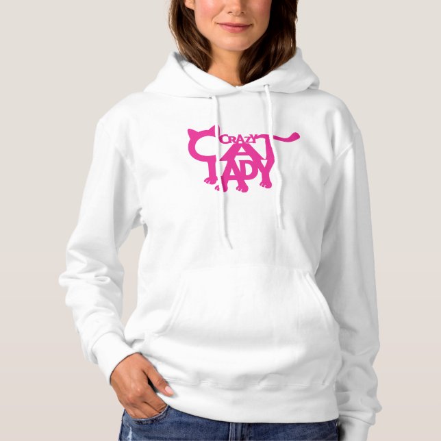 Crazy Cat Lady White et Hot Pink Sweat - shirt à c (Devant)