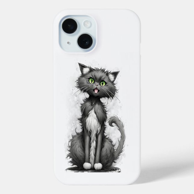 Crazy Cat On White Case-Mate iPhone Hülle (Rückseite)