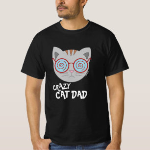 CRAZY CAT PAPA Eyeglasses Cat Black T-shirt