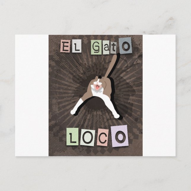 Crazy Cat Postkarte (Vorderseite)