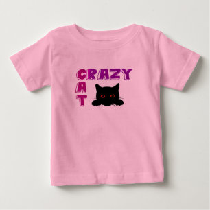 "Crazy Cat" rosa T - Shirt für Kinder.