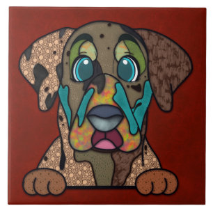 Crazy Catahoula Hund Gesicht Keramik Tile Fliese