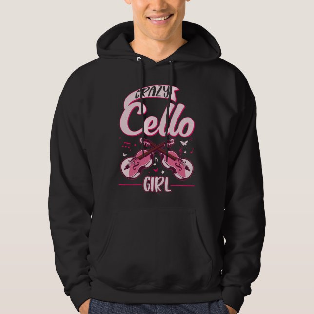 Crazy Cello Girl Cello Player Cellist Hoodie (Vorderseite)