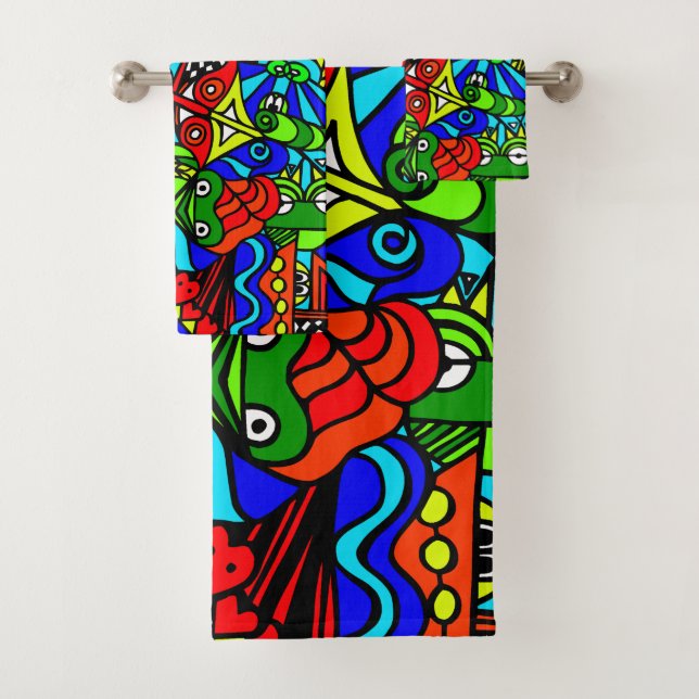 Crazy Chaos chaotiv doodling zeichne Art h5z6 Spaß Badhandtuch Set (Insitu)