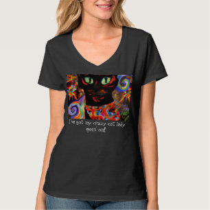 Crazy Chat Lady Halloween T-Shirt graphique