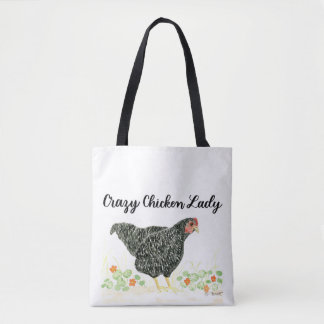 Crazy Chicken Lady Tote-Tasche, Hühner-Tasche Tasche