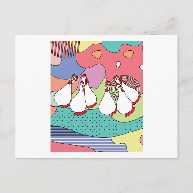 Crazy Chickens Funny Chicken Postkarte (Vorderseite)