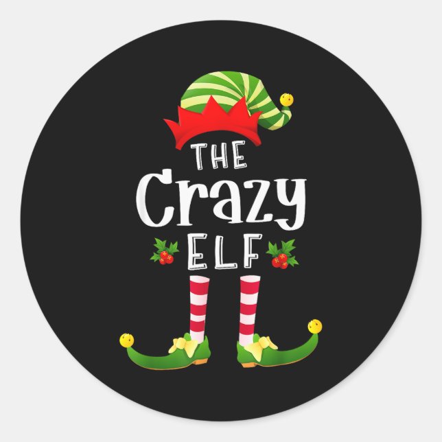 Crazy Christmas Elf Matching Pajama X-mas Party  Runder Aufkleber (Vorderseite)