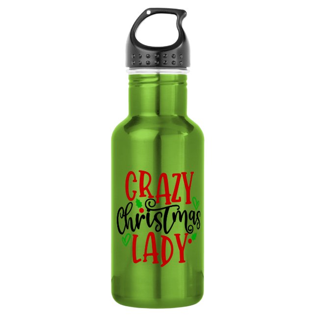 Crazy Christmas Lady-84654 Edelstahlflasche (Vorderseite)