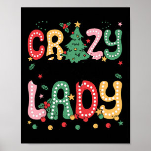 Crazy Christmas Lady Retro Party Crazy Weihnachten Poster